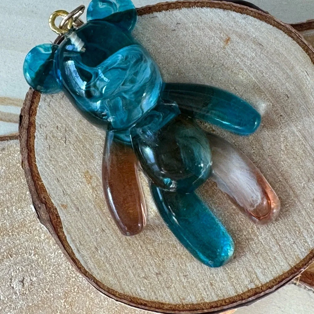 Blue and Brown Teddy Bear Pendant 2”